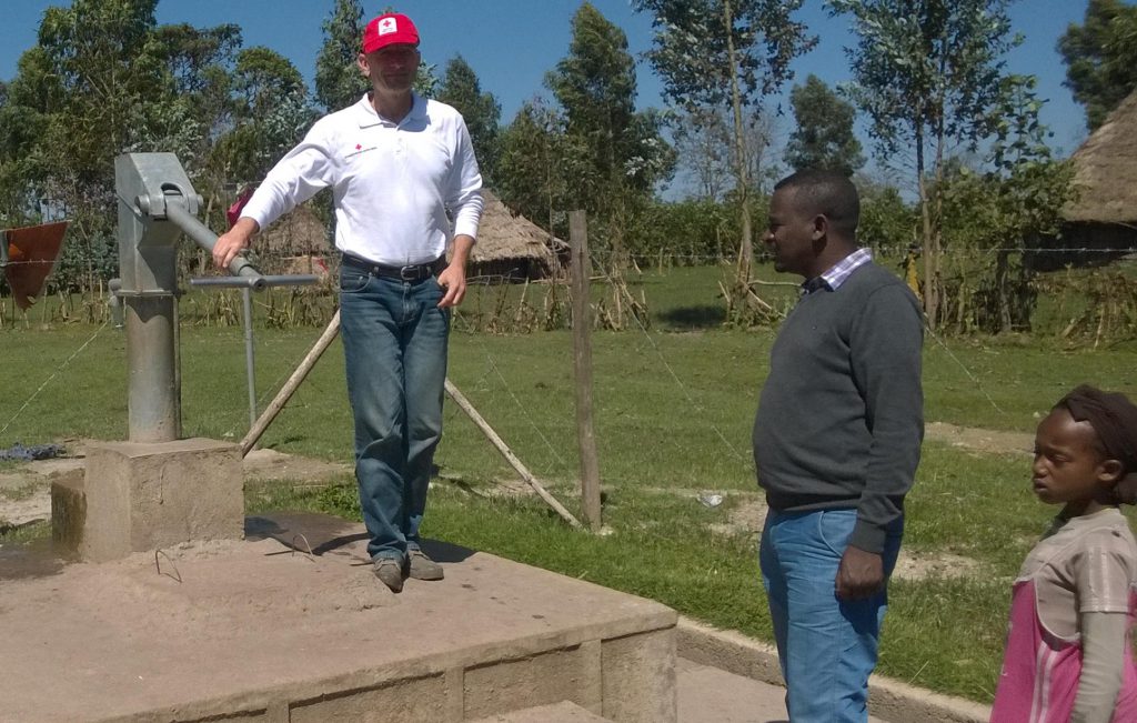 Aut RC Country Representative inspecting RC well in Kofele together with ERCS West Arsi Branch Head